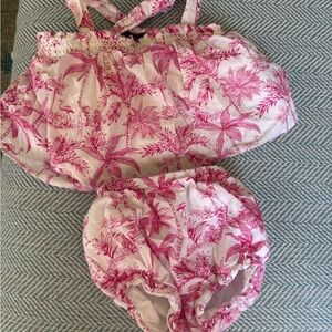 Janie and Jack Pink Tropical Print Diaper Cover Set